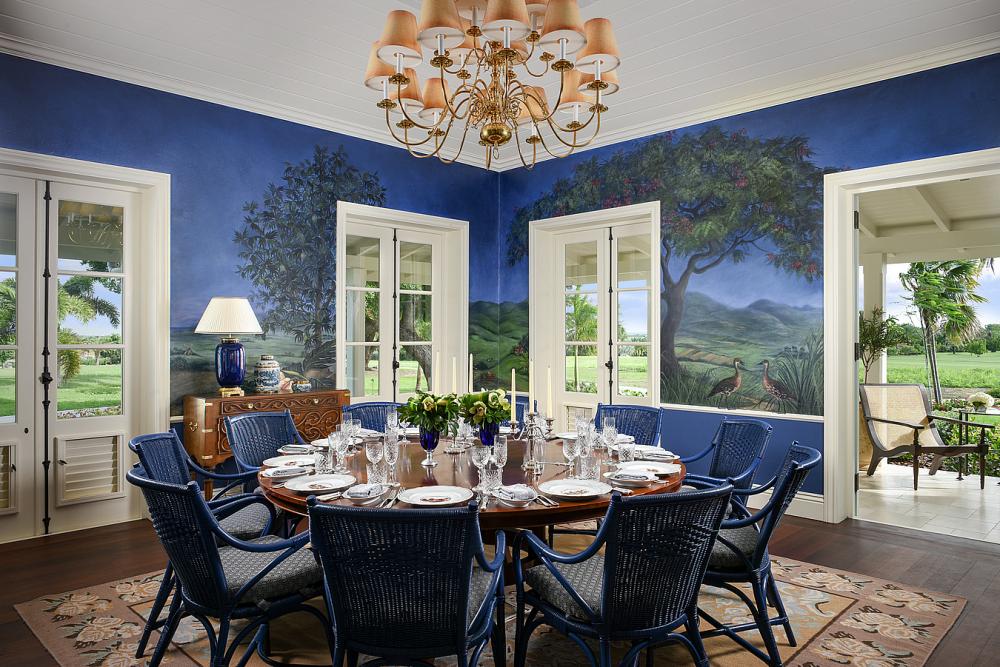 Antigua, Jumby Bay Island - Blue Room Private dining space at the Estate House Antigua, Jumby Bay Island - Blue Room Private dining space at the Estate House