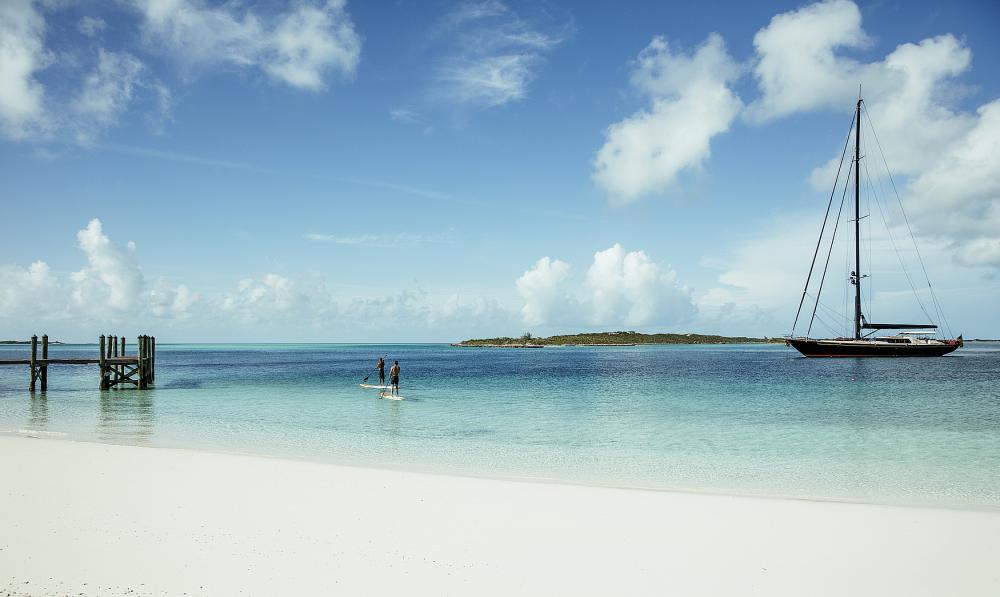Over Yonder Cay - Exuma Private Island - Paddle Boarding Over Yonder Cay