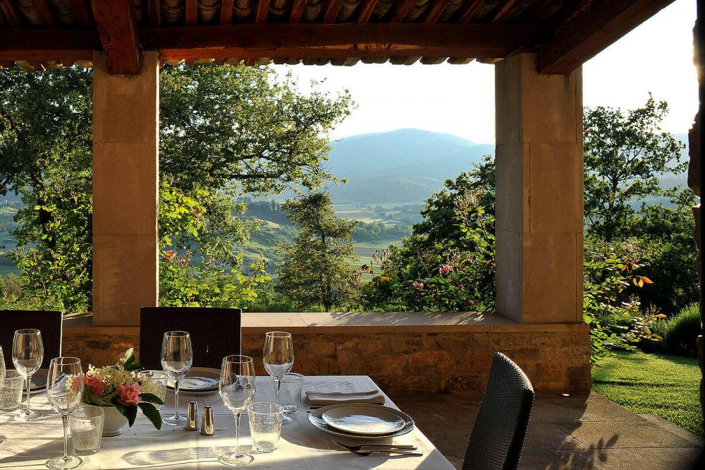Arrighi House dining terrace Arrighi House Castello di Reschio and Villas Tuscany